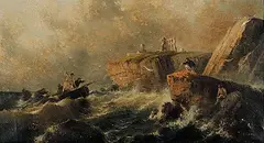 James Wilson Carmichael, Tynemouth Castle North Underline, oil on canvas