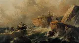 James Wilson Carmichael, Tynemouth Castle North Underline, oil on canvas