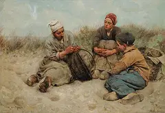 Robert McGregor, Untitled - Mending the Basket, oil on canvas