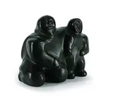 Mathew Aqigaaq, Untitled - Mother and Child, 1970, black stone carving
