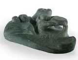 Nicholas Ikkuti, Untitled - Inuit Family, light green stone carving