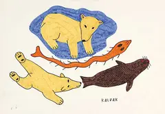 Helen Kalvak, Untitled - Fall Gathering, felt pen on paper
