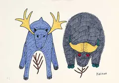 Helen Kalvak, Untitled - Horned Friends, felt pen on paper