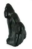 Marie Kuunnuaq, Untitled - Three Inuit Faces, black stone carving