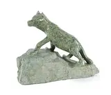 Johnny Pootnagoo, Untitled - Wolf on Outcrop, 2000, light green stone carving