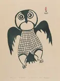 Angotigolu Teevee, Owl in Flight #25/50, 1961, stonecut on paper