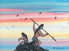 Eddy Munroe, Untitled - Two Hunters, 1997, acrylic and watercolour on paper