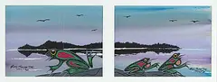 Eddy Munroe, Untitled - Frogs on the Lily Pond, 1997, acrylic and watercolour on paper