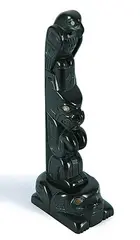 Haida Eagle, Bear and Frog by Glen Pollard, 2007, argillite carving with bone and abalone, sold Mar 2011