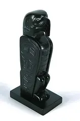 Haida Eagle by Glen Pollard, 1997, argillite carving with abalone, sold Mar 2011