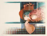 Sunol Munoz Ramos Alvar, Plate V Interior Blue Suite #161/275, colour embossed etching on paper