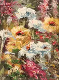 Berte, Untitled - Floral Explosion, oil on canvas board