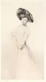 Edgar Chahine, Untitled - Lady with White Dress and Hat #17/40