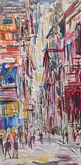 Pascal Cucaro, Untitled - Colourful Street, acrylic on canvas
