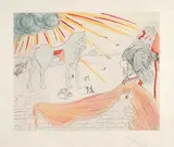 Helene et le Cheval de Troie #XCVIII/C by Salvador Dalí, 1974, etching and watercolour on paper, sold Feb 2011