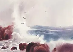 Chen Fong, High Surf, watercolour on paper