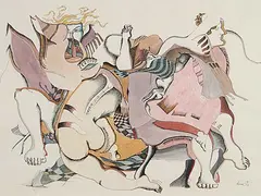 Fausto Lecona, Untitled - Various Figures, 1973, watercolour and ink on paper