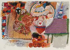 Theodore Tobiasse, Image pour un homme decouvrant sa propre e'trangete #173/225, colour lithograph on paper