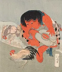 Hokkei, Untitled - Dancing Trio, colour wood block on paper