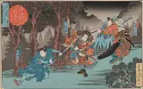 Shunbaisai Hokuei, Untitled - Samurai Battle, colour wood block on paper
