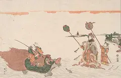 Shunsei Katsukawa, Untitled - Fathers Arrival, colour wood block on paper
