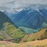 Velekyi Bereznyi, The Road to the Village - Senevyr, 1990, oil on canvas