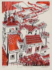 Luiboslav Hutsaliuk, Les Maisons Meridionales / The Meridian Houses #9/80, colour relief print on paper