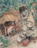 Peter Kuch, Fox Mykyta / Lys Mykata, ink and watercolour on paper