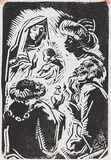 Leo Mol, A Christmas Card - Jesus, Mary and the Three Wise Men, lino block on paper