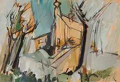 Steven Repa, Church, oil on paper board