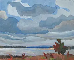 Danylo Narbut Tubitski, Dnipro, 1969, oil on paper board