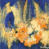 Untitled - Abstract Yellow, Orange and Blue by Temistokl Vyrsta Wirsty, acrylic on paper, sold Jan 2011