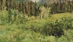 Terry Lynn Fenton, Mountain Greenery, 1987, acrylic on wood board