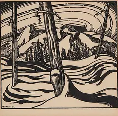 W. P. Weston, Untitled - Greetings, 1930, relief print on paper