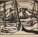 W. P. Weston, Untitled - Greetings, 1930, relief print on paper