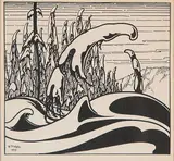 W. P. Weston, Untitled - Snow Capped Tree, 1929, relief print on paper