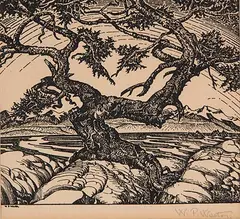 W. P. Weston, Untitled - Around the Tree, relief print on paper