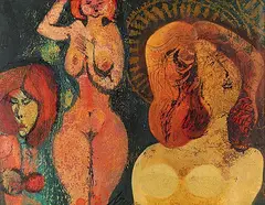 Robert Donald Bruce, Three Women, monoprint on paper