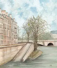 Philippe Bunel, La Seine a Paris, acrylic on canvas