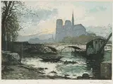 Manuel Robbe, Untitled - Notre Dame at Twilight, colour etching on paper