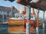 Meredith Evans, Untitled - Tugs Harbour, 1976, oil on canvas