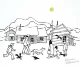 Ted Harrison, Untitled - Camp, 1983, silkscreen and paint on paper