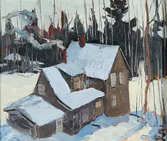 Lawrence Nickle, House Near Peninsula Lake, East of Huntsville, Ont. Jan, 70, 1970, oil on wood panel