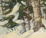 Lawrence Nickle, Untitled - Pine in the Company of Snow, oil on wood panel