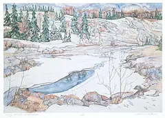 Adeline Rockett, Along the David Thompson #13/100, 1985, colour silkscreen on paper