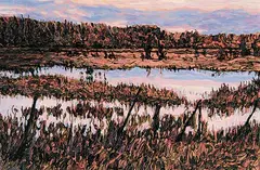 Herbert Otto Sellin, Pink Sundown, Millarville, 1977, acrylic on wood board