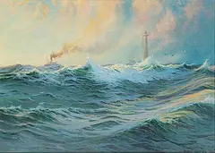 Rubens Southey, Untitled - Ship at Sea, 1930, gouache on paper