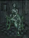 Kenneth Sturdy, Untitled - Seated Nude, 1952, pastel and ink on paper
