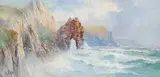 John Clarkson Isaac Uren, Untitled - Cornish Coast with Seagulls, watercolour on paper