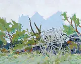 Robert Genn, The Old Grape Cart and the Chateau; Rusillon, France